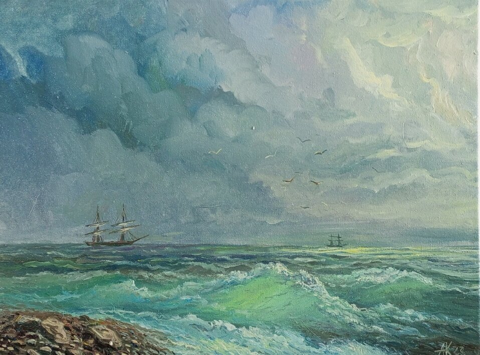 Картина масло_холст "Море3. Пейзаж", ручная работа, размер 30х40 см