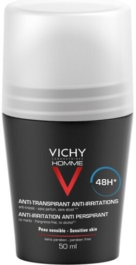 Дезодорант-антиперспирант шариковый Vichy Homme для чувствительной кожи 48 часов, 50 мл