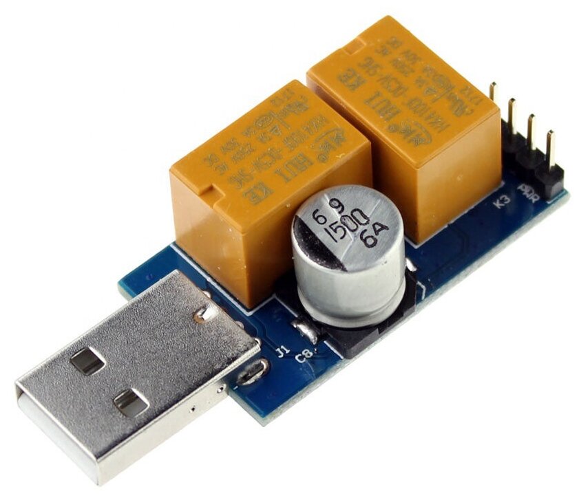 фото Сторожевой таймер GSMIN Watchdog DP16 с USB-адаптером для контроля зависания системы (Синий)