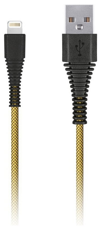 фото Дата-кабель SmartBuy USB - 8-pin для Apple, "карбон", прочн,2.0 м, до 2А, желтый