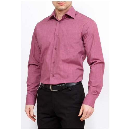 фото Рубашка мужская длинный рукав casino c730/1/cranmel/z, полуприталенный силуэт / regular fit, цвет бордовый, рост 174-184, размер ворота 39