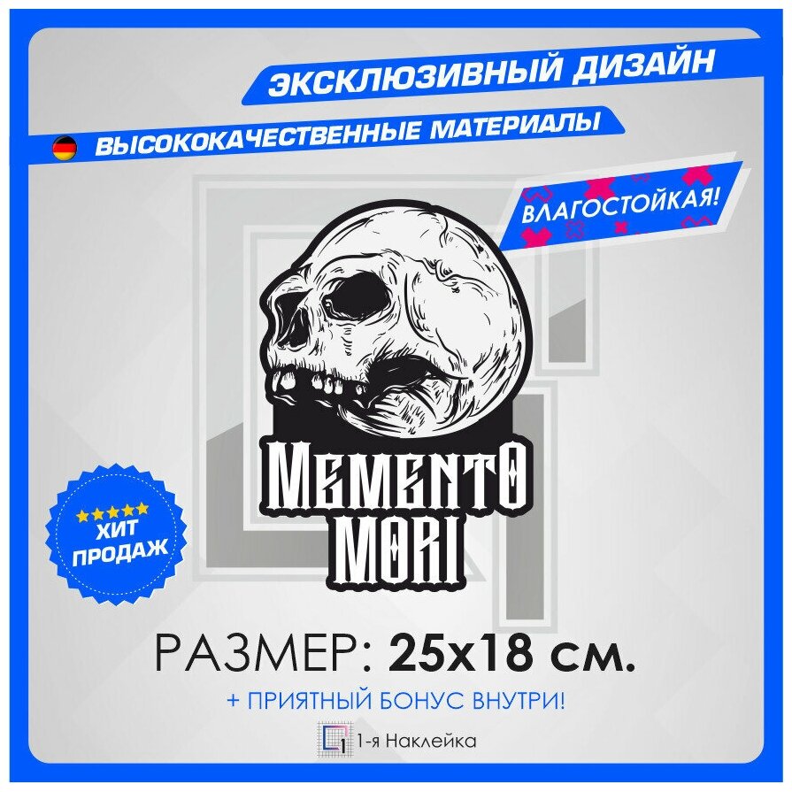 Стикер Наклейки на Автомобиль на кузов наклейка виниловая для авто Memento Mori Череп 25х18 см