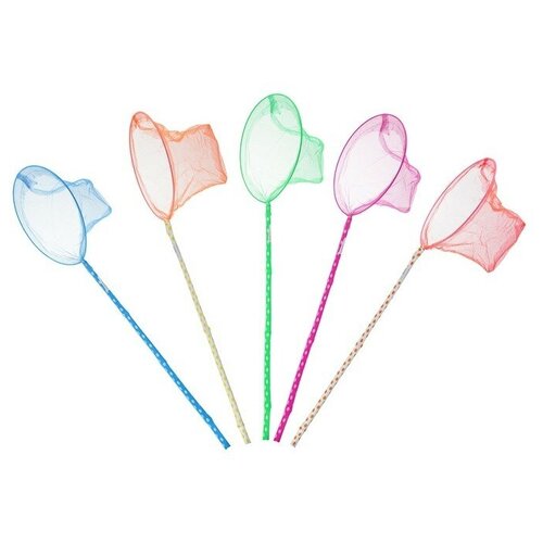 Сачок детский бамбуковая ручка в горох 60 см диаметр 25 см микс 429₽