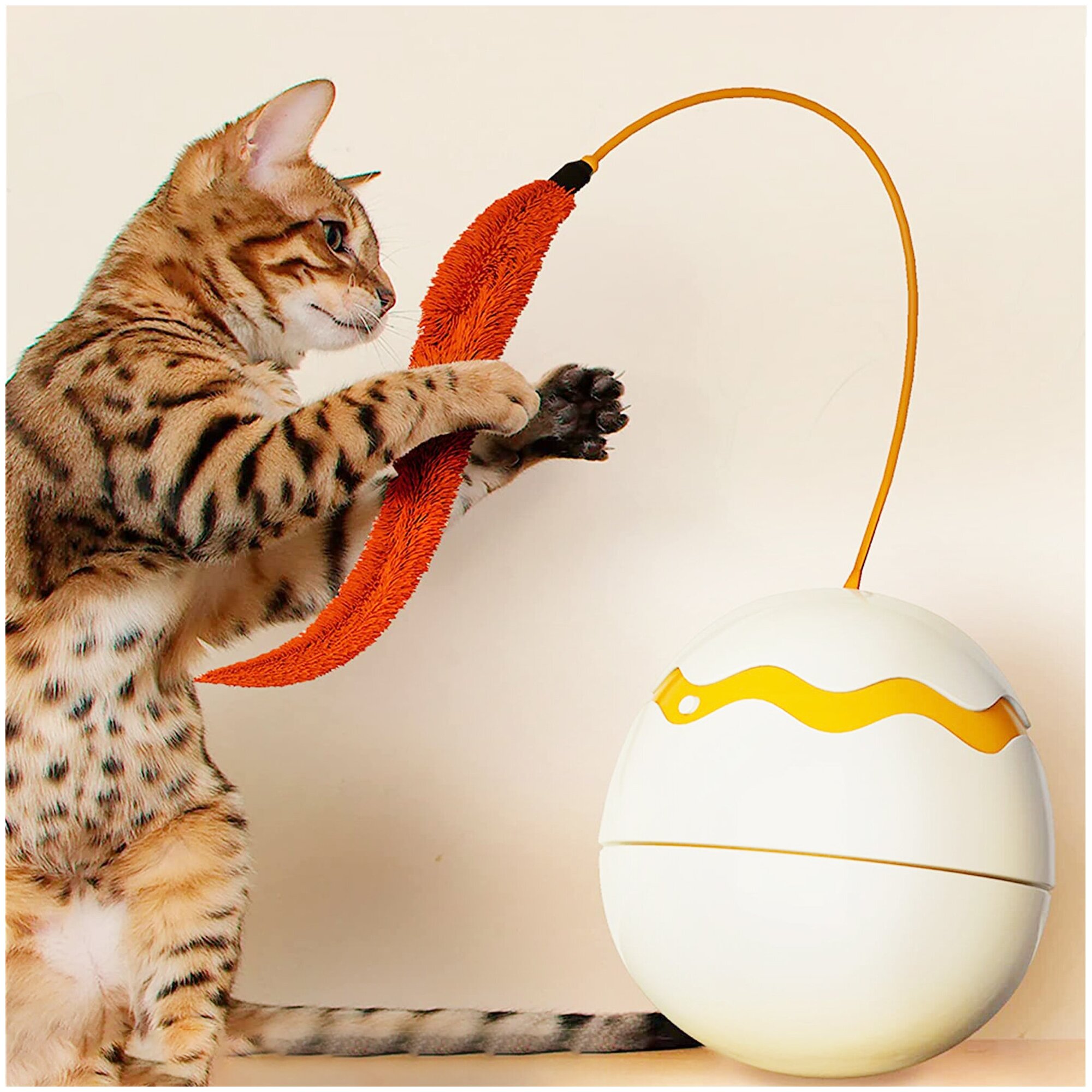 Интерактивная игрушка дразнилка для кошек «Яйцо динозавра» с хвостиком, автоматическая игрушка для котят, мышка для кошек, заводной хвостик - фотография № 6
