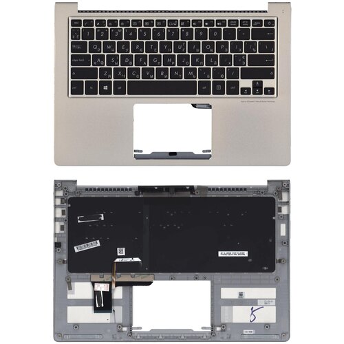 Клавиатура для ноутбука Asus ZenBook UX303U черная с подсветкой серый топкейс 4110₽