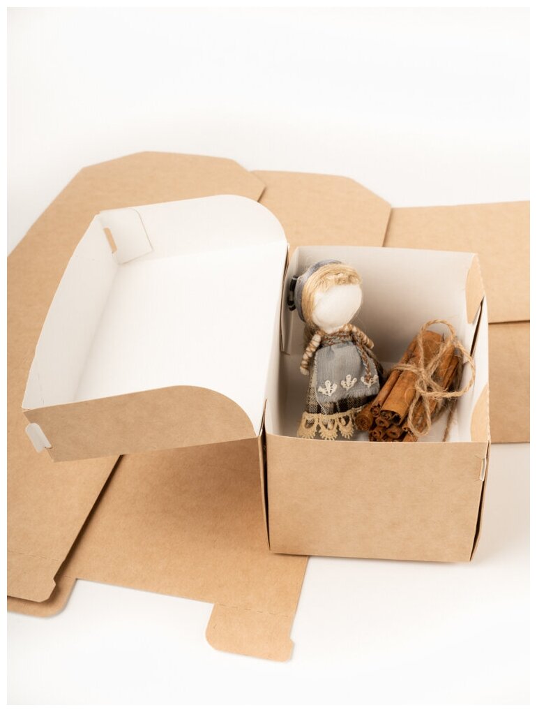 Одноразовый контейнер, крафт коробка для десертов, еды на вынос 15х10х8.5см, 1200 мл, 5 штук - фотография № 5