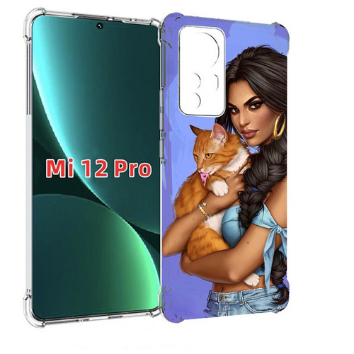 Чехол MyPads девушка-красивая-с-синим-фоном женский для Xiaomi 12S Pro задняя-панель-накладка-бампер