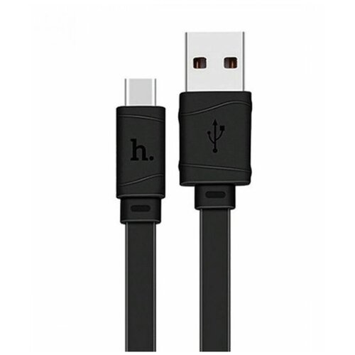 Кабель USB - Type-C Hoco X5 (плоский) Черный кабель hoco x5 usb type c 2 4 а 1 м плоский черный