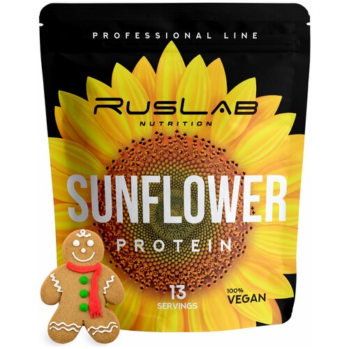 фото Sunflower protein-протеин подсолнечный,растительный протеин,веганский протеин,без гмо (416гр),вкус имбирный пряник ruslabnutrition