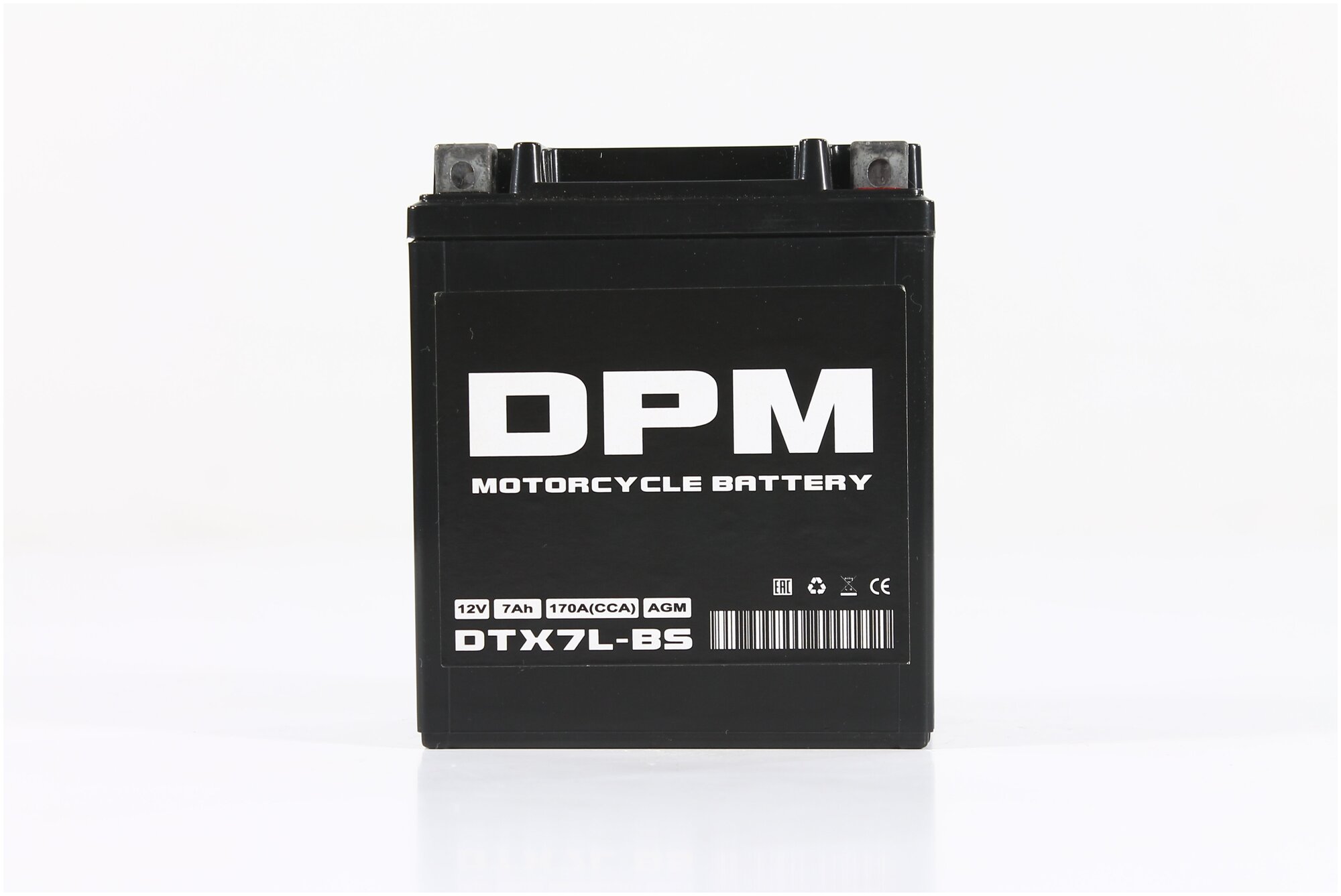 Мото Аккумулятор DPM 12В 7А/ч AGM (YTX7L-BS)Стартерный для мотоцикла, квадроцикла, скутера, мопеда