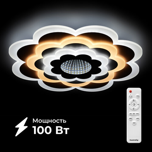 Люстра светодиодная Homsly, 100 Вт, диммируемая, с пультом управления, ACL_003