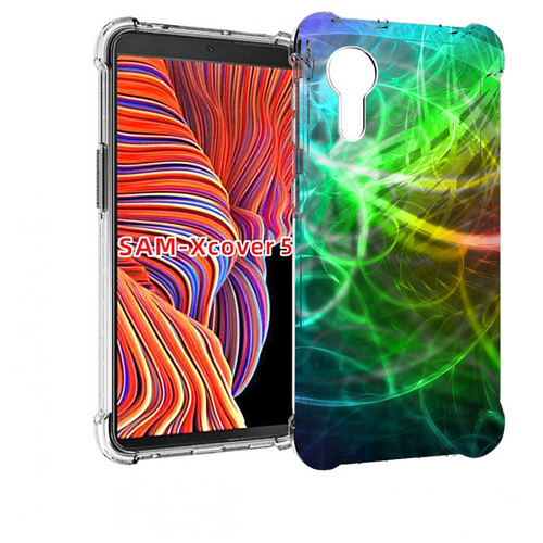 Чехол MyPads разноцветная-абстракция-линиями для Samsung Galaxy Xcover 5 задняя-панель-накладка-бампер