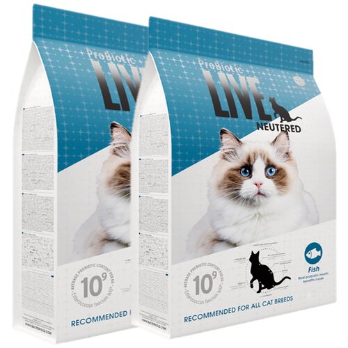 PROBIOTIC LIVE CAT для взрослых кастрированных котов и стерилизованных кошек с рыбой (8 + 8 кг)