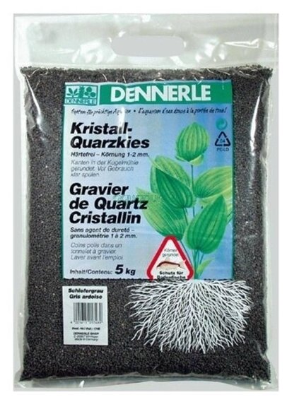 Грунт Dennerle Kristall-Quarz, гравий фракции 1-2 мм, цвет черный, 5 кг.