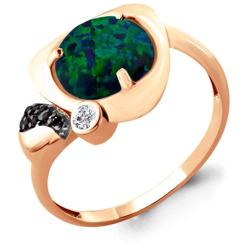 фото Кольцо из золочёного серебра aquamarine а6599596ч-п с фианитом, опалом и ювелирным кристаллом diamant-online