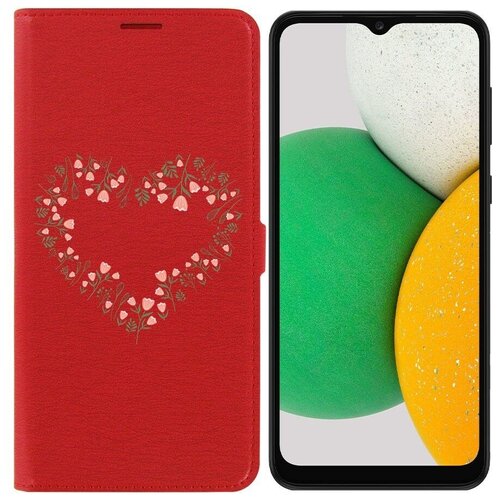 Чехол-книжка / Защитный кейс / Krutoff Eco Book для Samsung Galaxy A03 Core (A032) Цветочное сердце (красный)