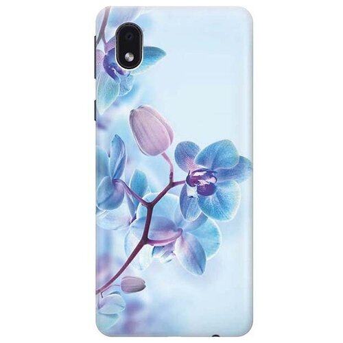фото Ультратонкий силиконовый чехол-накладка для samsung galaxy a01 core с принтом "синий цветок на синем" gosso