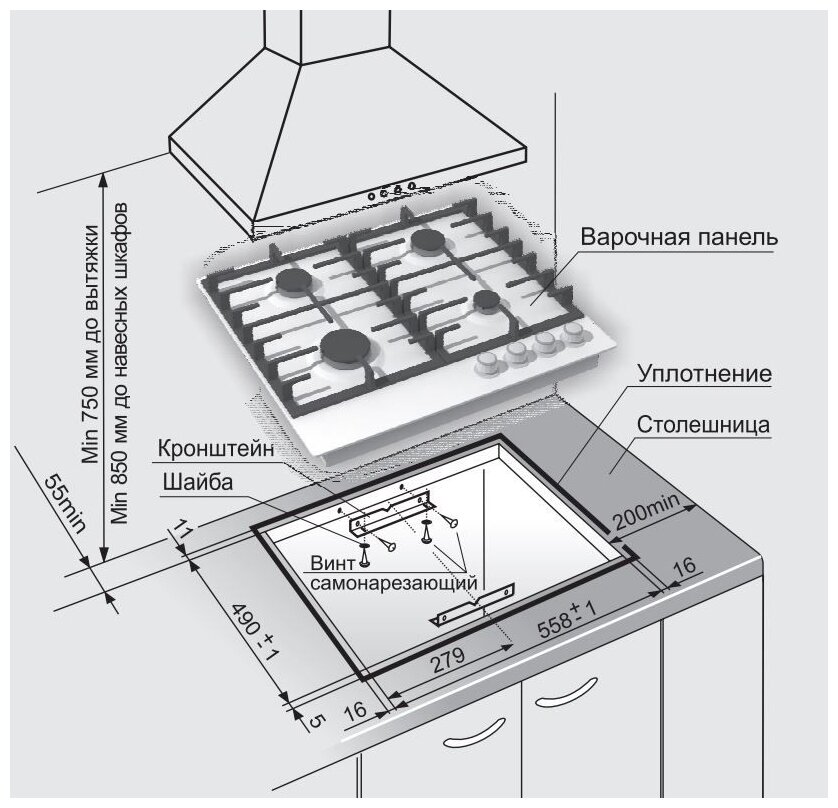 Встр. газ. панель Gefest ПВГ 1214-01 К2 - фотография № 5