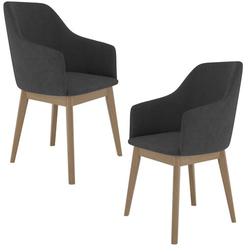 Стул для кухни КАФ мягкий, цвет каркаса-Дуб, обивка-жаккард Grey, комплект стульев 2 шт.