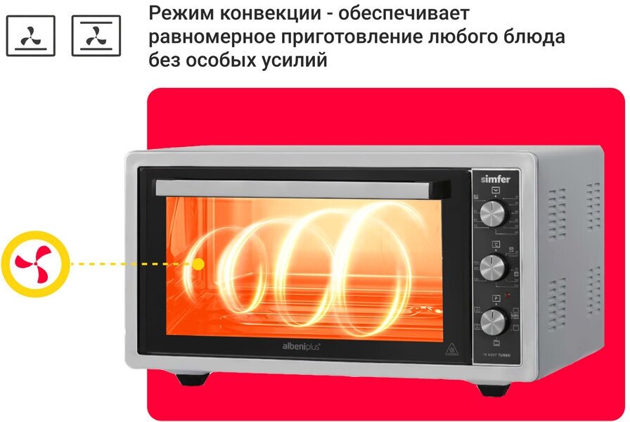 мини-печь SIMFER M4507 1400Вn 45л гриль/конвекция - фото №17