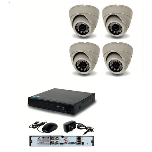 Готовый AHD комплект видеонаблюдения на 4 внутренние камеры 2мП Full HD 1080P c ИК подсветкой до 20м разветвитель разъемов питания на 4 камеры видеонаблюдения 12в