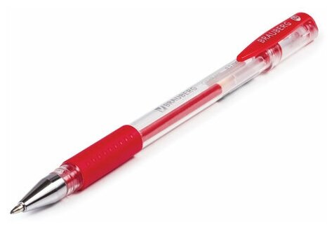 Ручка гелевая Brauberg Number One с грипом красная пишущий узел 0.5мм линия 0.35мм - фото №4