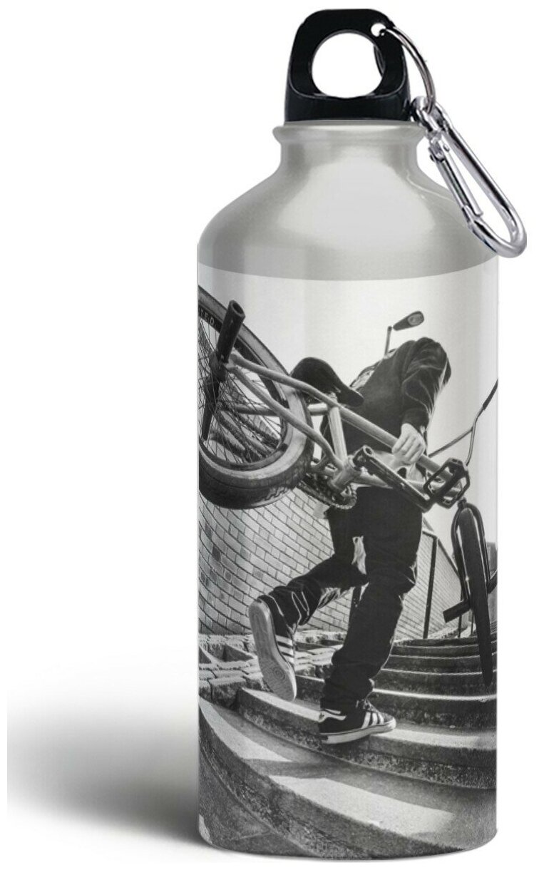 Бутылка спортивная, туристическая фляга, 500мл с карабином Спорт BMX велосипед - 271