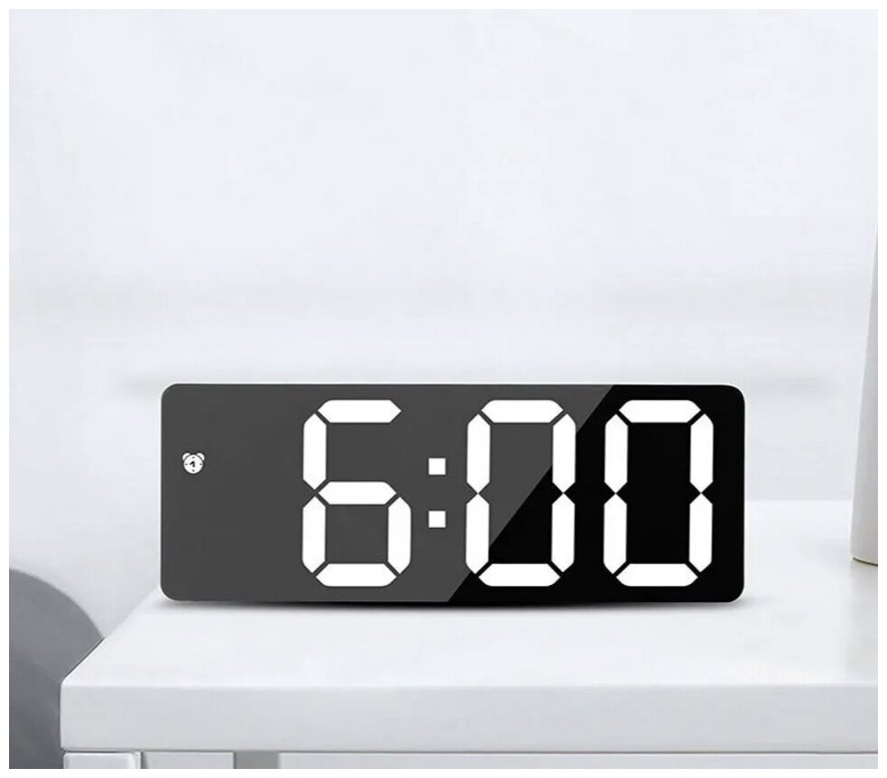 Часы электронные цифровые настольные с будильником, термометром и календарем (прмт-103231) белая подсветка (белый корпус)