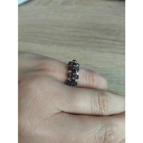 Кольцо плетеное, кристаллы Swarovski, размер 15, фиолетовый, серебряный чокер из японского бисера с коричневым жемчугом swarovski