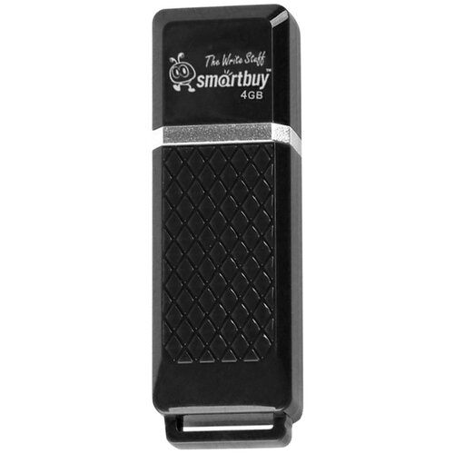 Флеш-диск 4 GB, SMARTBUY Quartz, USB 2.0, черный, SB4GBQZ-K