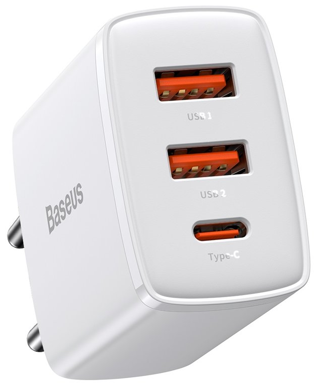 Baseus Compact Quick Charger 2xUSB USB Type-C 30W EU White CCXJ-E02 .