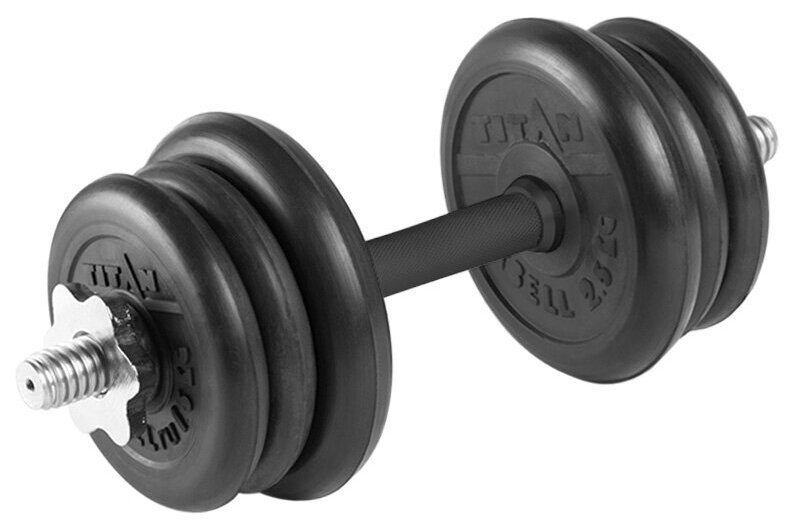 Гантель разборная 12,5 кг TITAN Barbell - d31, Комплектация №2 с обрезиненной ручкой