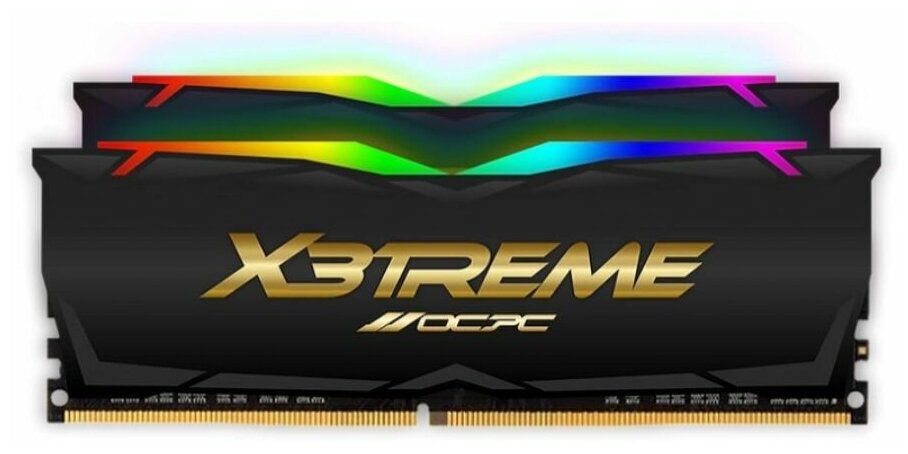 Модуль памяти DDR4 16GB (2*8GB) OCPC MMX3A2K16GD436C18BL X3TREME RGB, PC4-28800, 3600Mhz, CL18, 1.35V, радиатор, black label