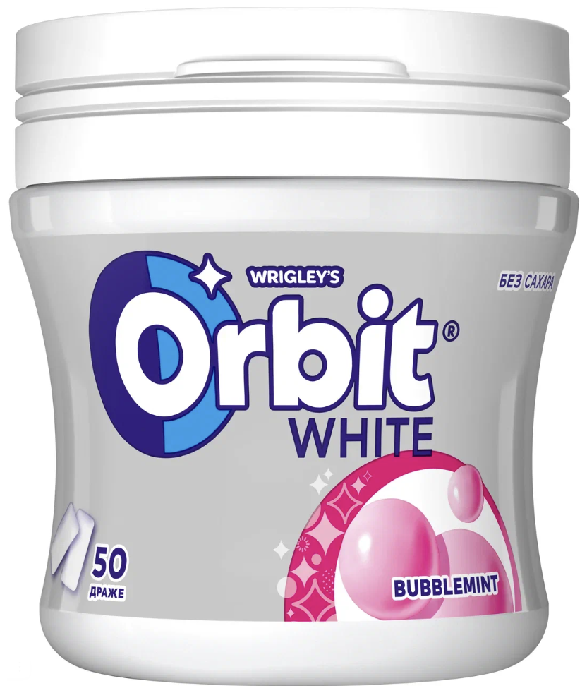 Жевательная резинка Orbit White Bubblemint без сахара, 68 г, 6 шт. в уп.