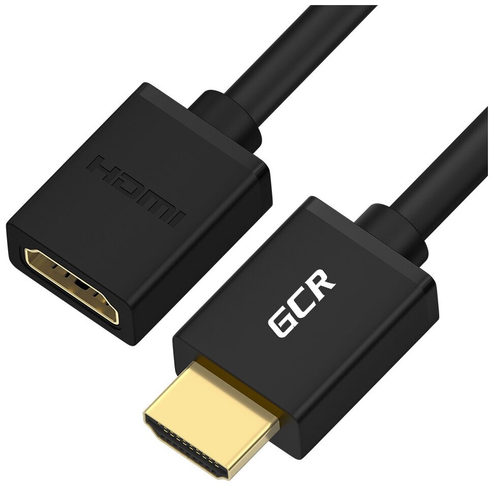 Удлинитель 5м HDMI/HDMI v2.0 19M/19F для телевизоров проекторов и компьютеров GCR AWG 28 черный