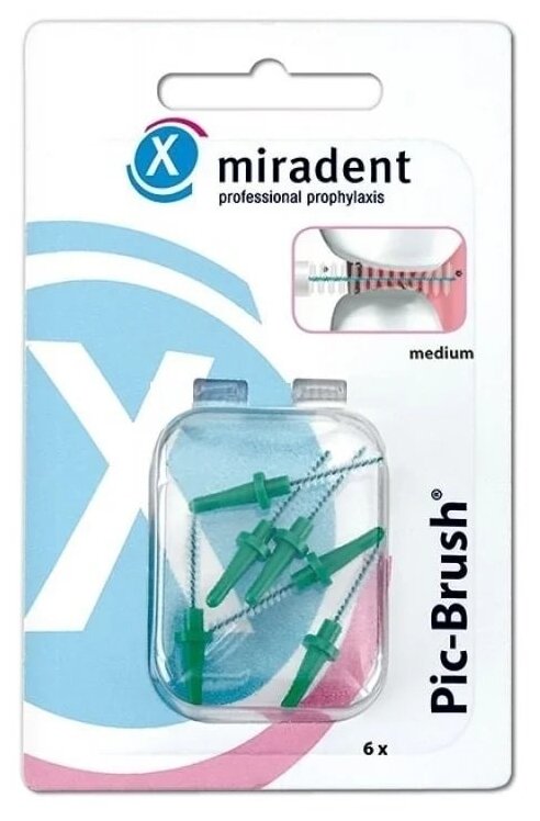 Ершики Miradent Pic-Brush refills Green Зеленые, 6 шт