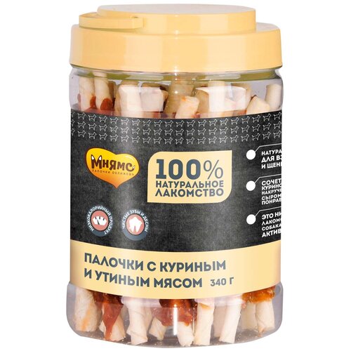 Лакомство для собак Мнямс Палочки с куриным и утиным мясом, 340 г