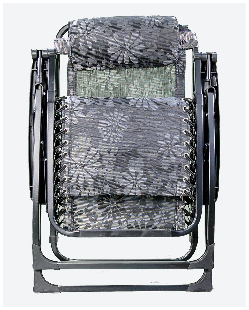 Кресло-шезлонг раскладное с подголовником "Серые цветы" - фотография № 5