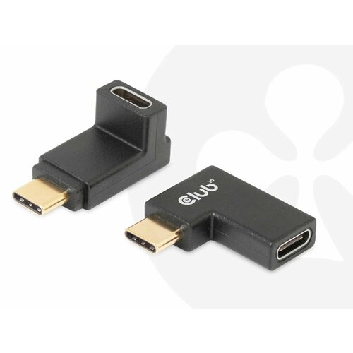 Набор угловых адаптеров CLUB 3D CAC-1528 USB Type-C Gen2 (M/F), 120 Гц, 240 Вт, 2 шт, для ПК, планшета, ноутбука, цвет черный (CAC-1528) кабель club 3d cac 1531 удлинительный usb c usb c m f usb gen1 type c 60 вт для планшета ноутбука смартфона 1 метр цвет черный cac 1531