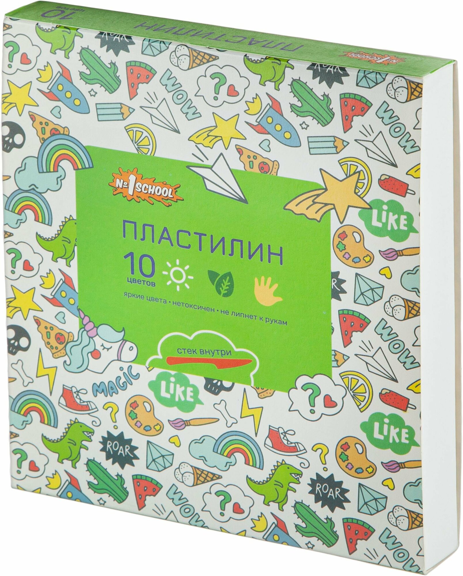 Пластилин классический №1 School Отличник набор 10 цв 200 г со стеком