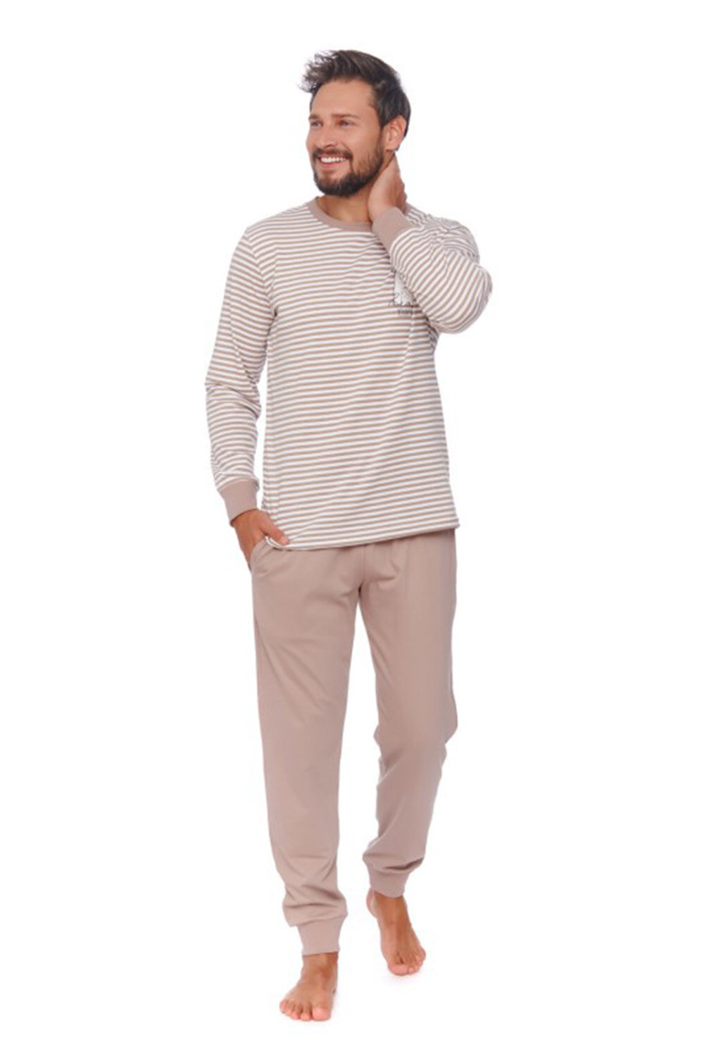 Пижама мужская DOCTOR NAP PMB.4530, лонгслив и брюки, бежевый (Размер: L) - фотография № 5