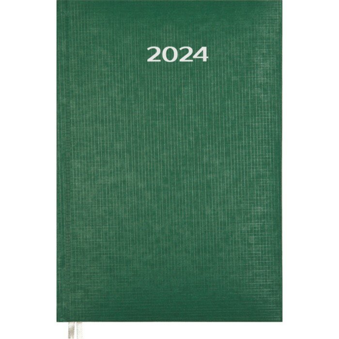 Attomex Ежедневник датированный 2024 года, А5, 176 листов, Attomex.Lancaster, обложка балакрон, ляссе, блок 70 г/м2, зелёный