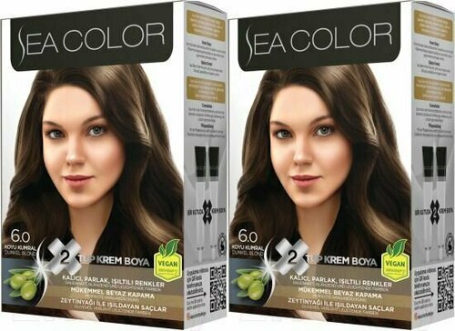 SEA COLOR HAIR DYE KIT Набор для окрашивания волос 6.0 Темно-русый, 2 шт.