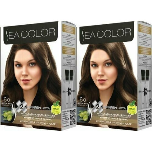 SEA COLOR HAIR DYE KIT Набор для окрашивания волос 6.0 Темно-русый, 2 шт.