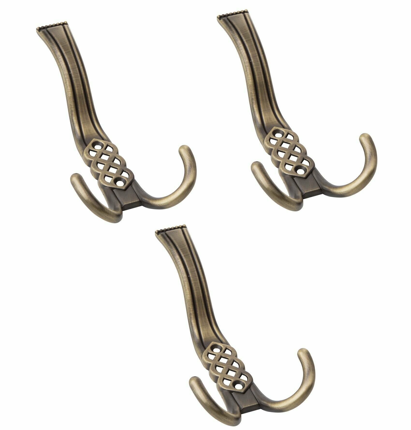 Крючок мебельный трехрожковый (для одежды), атласная бронза. KR 0300 MAB. Комплект 3 шт.