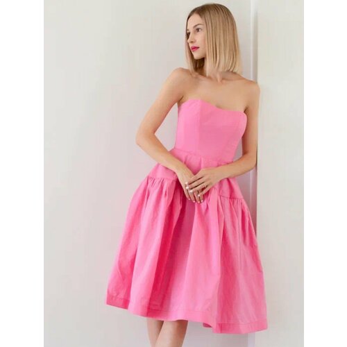фото Платье galas, полуприлегающее, миди, открытая спина, размер s, розовый