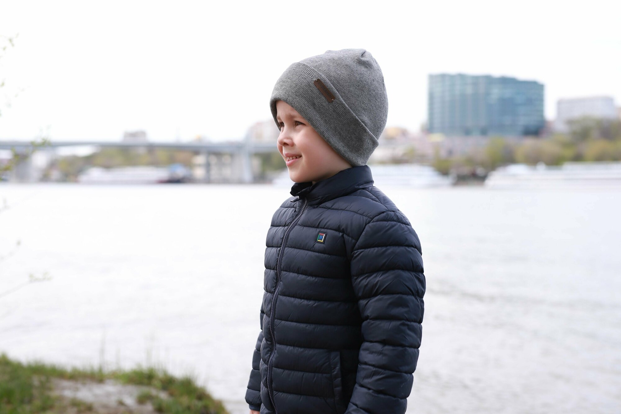 Шапка-бини Андерсен Весна-лето 2023 для мальчиков, размер 54-56, серый — фото 1