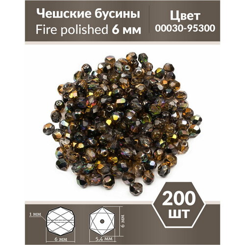 Чешские бусины, Fire Polished Beads, граненые, 6 мм, цвет: Crystal Magic Copper, 200 шт.