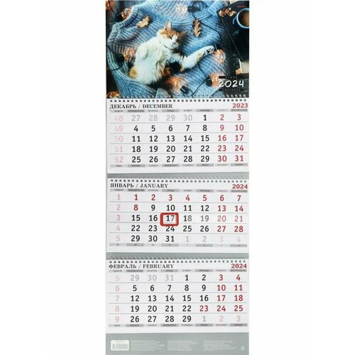 Настенный квартальный трехблочный календарь 2024 год