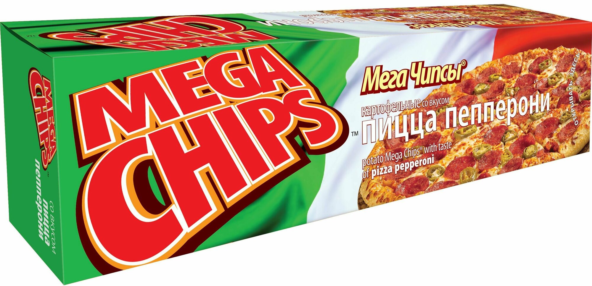 Мегачипсы Mega Chips со вкусом Пицца Пепперони, картофельные, 6 штук по 100 г